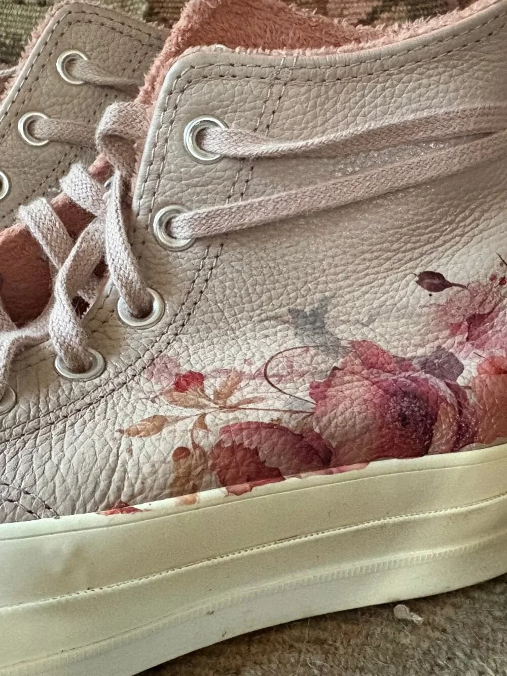 Upcycled Floral High-Top Sneakers | Hand-Embellished Converse Shoes | Women’s 8